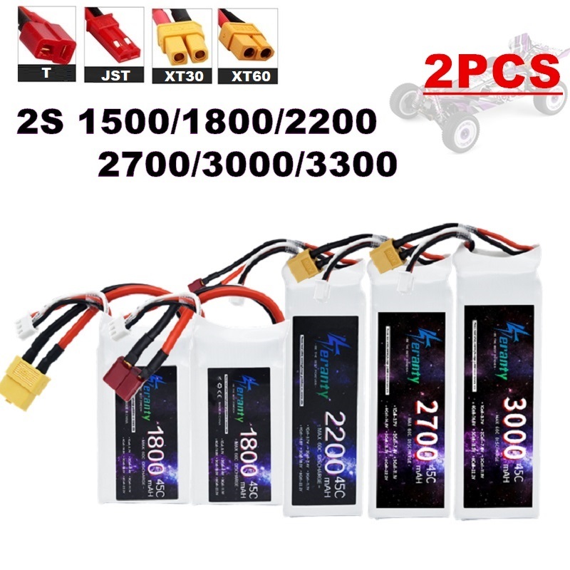 2PCS 7.4V Lipo 2S Battery 1500 - Drone Rc Race ulasan dan harga