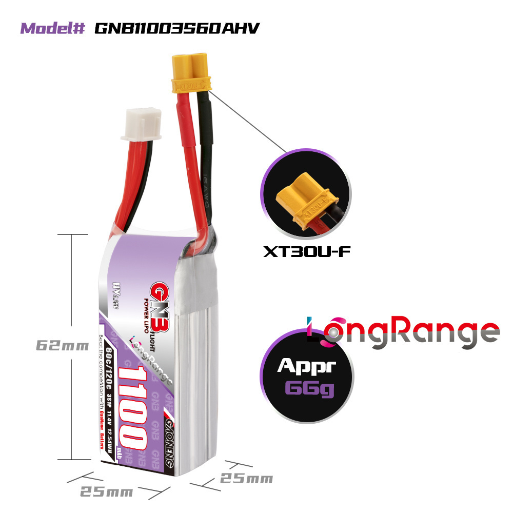 GNB 1100mAh 2S 3S 4S 6S 60C/12 - Drone Rc Race ulasan dan harga