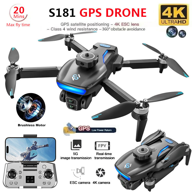 S181 GPS Drone 4K Professional - Drone Gps Rc Tt36 ulasan dan harga